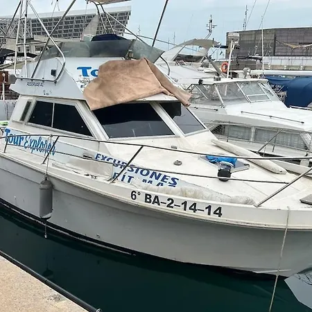Motorboat In The Harbor Barselona